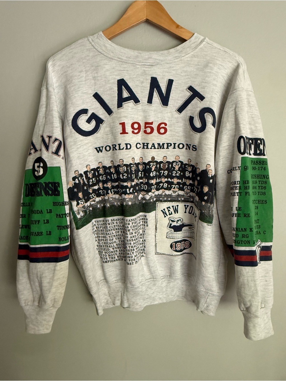 Vintage New York Giants Gray Graphic Crewneck Sweatshirt 1956 World Champions - Picture 4 of 10